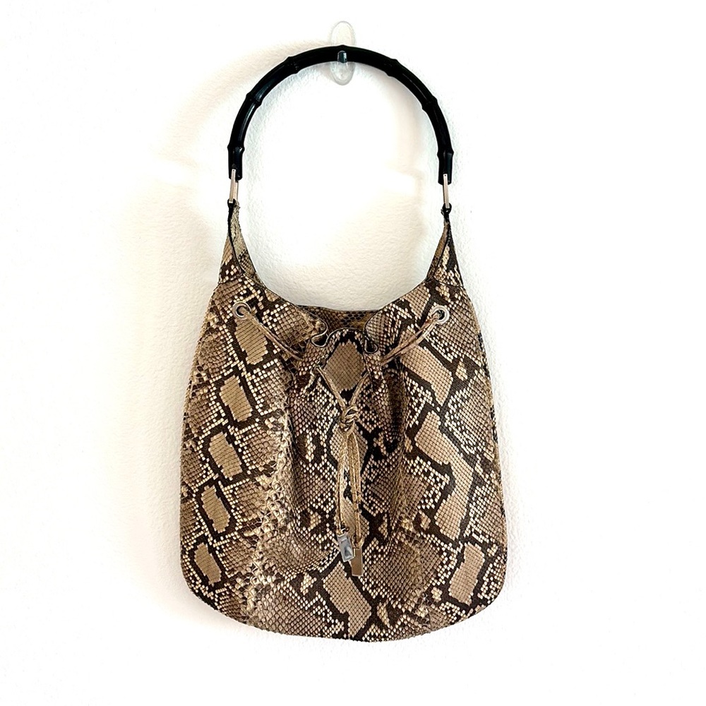 Gucci Vintage Bamboo Handle Python Bag
